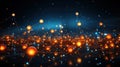 blue and orange: glowing dots forming a abstract Minimalistic net