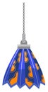 Blue and orange hanging lamp with a chain. Flat design of a retro ceiling light fixture. Home decor and lighting vector Royalty Free Stock Photo