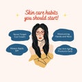 Blue Orange Illustrated Skin Care Habits Instagram Post