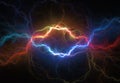Blue and orange lightning and plasma background, abstract fire and ice Royalty Free Stock Photo