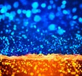 Blue orange lights abstract background