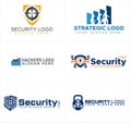 A set of strategic hackers padlock security logo design Royalty Free Stock Photo