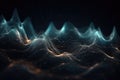 Blue orange linear soundwaves abstract futuristic background. Generative AI