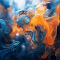 blue and orange liquid flowing in water Royalty Free Stock Photo