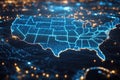 A blue and orange map of the United States Royalty Free Stock Photo