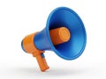 Blue and orange megaphone isolated on white background Royalty Free Stock Photo