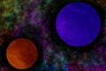 Blue and orange moon space illustration image Royalty Free Stock Photo