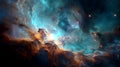Blue orange nebula with dramatic cloud formations. Royalty Free Stock Photo