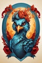 Blue and Orange Phoenix A Playful Caricature of an Enchanting Animal