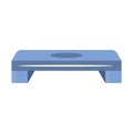 Blue and orange plastic step-platform for aerobics, vector illustration on white background, side view and general view