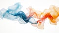 a blue, orange, and red smoke swirls against a white background in the shape of a rectangle Royalty Free Stock Photo