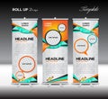 Blue and orange Roll Up Banner template vector illustration Royalty Free Stock Photo