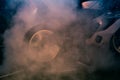 Large Cloud of Smoke from Motorcycle burnout Royalty Free Stock Photo