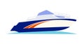 Blue and Orange Speed Motorboat on White Background Royalty Free Stock Photo