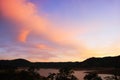 Blue and Orange Sunset Above Lake