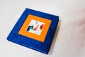 Blue and orange textile flash box Royalty Free Stock Photo