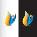 blue orange textured fire water logo design vector symbol illustrations