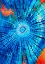 Blue Orange Tie Dye Spiral Design Bright Microscopic View Large