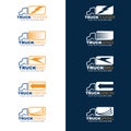 Blue and Orange Truck shipping logo vector Royalty Free Stock Photo