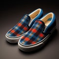 Color Block Slip On Vans With Flannel Stripes - Stylish And Comfortable Slippers