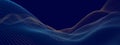 Blue and orange wave points terrain or landscape over blue background, technology or business template Royalty Free Stock Photo