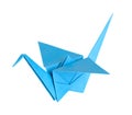 Blue orizuru, Japanese origami crane, made of folding paper Royalty Free Stock Photo