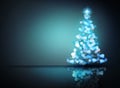 Blue ornament christmas tree. Digital decoration concept and glowing bokeh light background. and clipping path Royalty Free Stock Photo