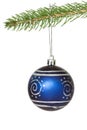 Blue ornate bauble over white background Royalty Free Stock Photo