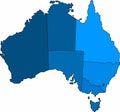 Blue outline Australia map on white background. Vector illustration