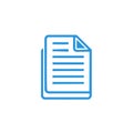 Blue Outline Icon of Stacked Papers with Lines, Flipped Corner for Document Management Design Royalty Free Stock Photo