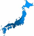 Blue outline Japan map on white background. Vector illustration