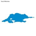 Blue outline map of Sea of Marmara, Isolated vector siilhouette