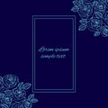 Blue outline roses wreath and rectangular frame