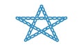 Blue outline star made of interconnected chain links, abstract connection, vector design Generative AI Royalty Free Stock Photo