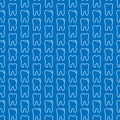 Blue Outline Teeth or Tooth Dental Seamless Pattern Design for Dentists