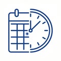 A clean outline vector of a calendar merging into a clock Royalty Free Stock Photo