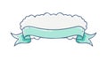 Blue Outlined Cloud Banner, Gentle Message Element, vector design Generative AI Royalty Free Stock Photo