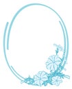 Blue oval frame with flowers - vector