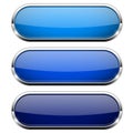 Blue oval web buttons. With metal frame Royalty Free Stock Photo