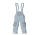 Blue overalls for the worker. Denim Clothing with pockets. The gardener and farmer element. Flat cartoon illustration