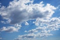 Blue overcast sky in cumulus clouds