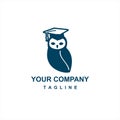 Blue owl education logo and vector icon Royalty Free Stock Photo