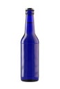 Blue 12 oz Beer Bottle Isolated on White. Royalty Free Stock Photo