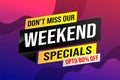 weekend specials word concept vector illustration