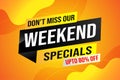 weekend specials word concept vector illustration