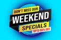 weekend specials word concept vector illustration