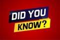 Did you know ? word concept vector illustration Royalty Free Stock Photo