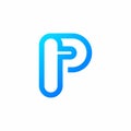 Blue P letter logo with rounded style Royalty Free Stock Photo