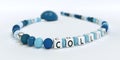 A blue pacifier chain for boys with name Collin