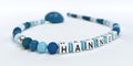 A blue pacifier chain for boys with name Hannes